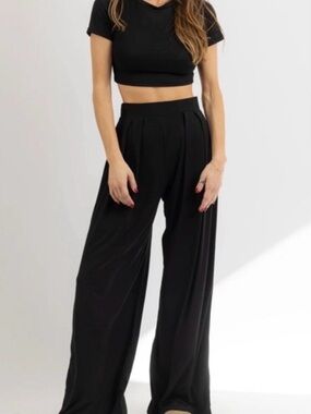 Win Win Labeye Wide Leg Palazzo Set - Black